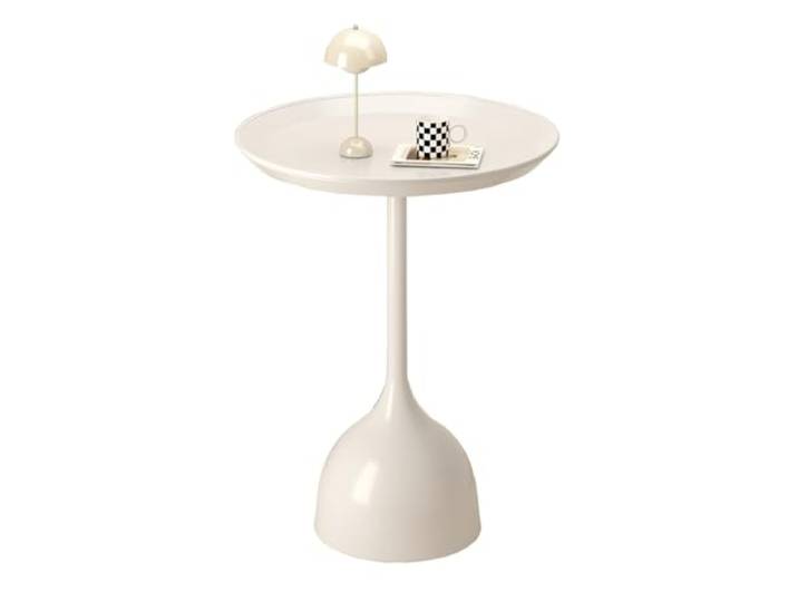 OIFAODAO Runde Tische， Runder Beistelltisch, runder Akzent-Beistelltisch for Wohnzimmer(/White)