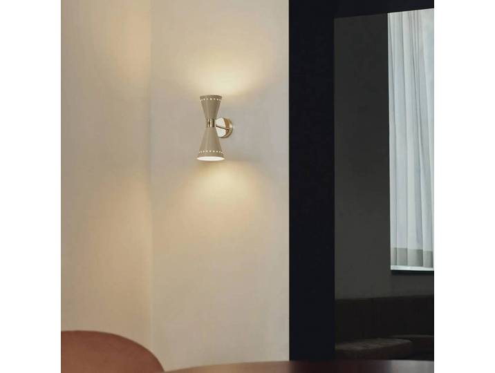 Wandlamp Megafono, crème / amber, Woon-/ Eetkamer, metaal, Design, wandlamp