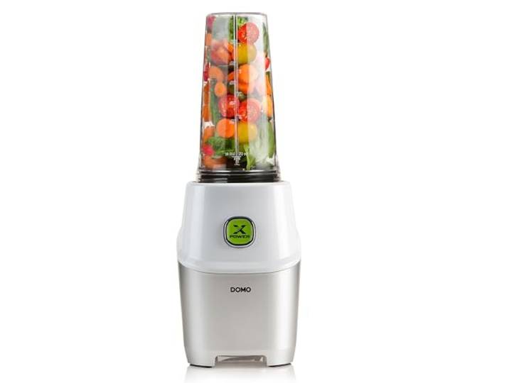 DOMO DO700BL Blender Smoothie Maker - Inklusive Rezeptheft und 3 Flaschen mit Trinkdeckel - Ideal zum Mixen von Eis, Nüssen, Samen und gefrorenem Obst - 1000W - Weiß