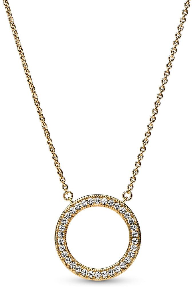 Collier Pandora Avec Pendentif Cercle Pavé Et Cœurs Pandora Signature Femme