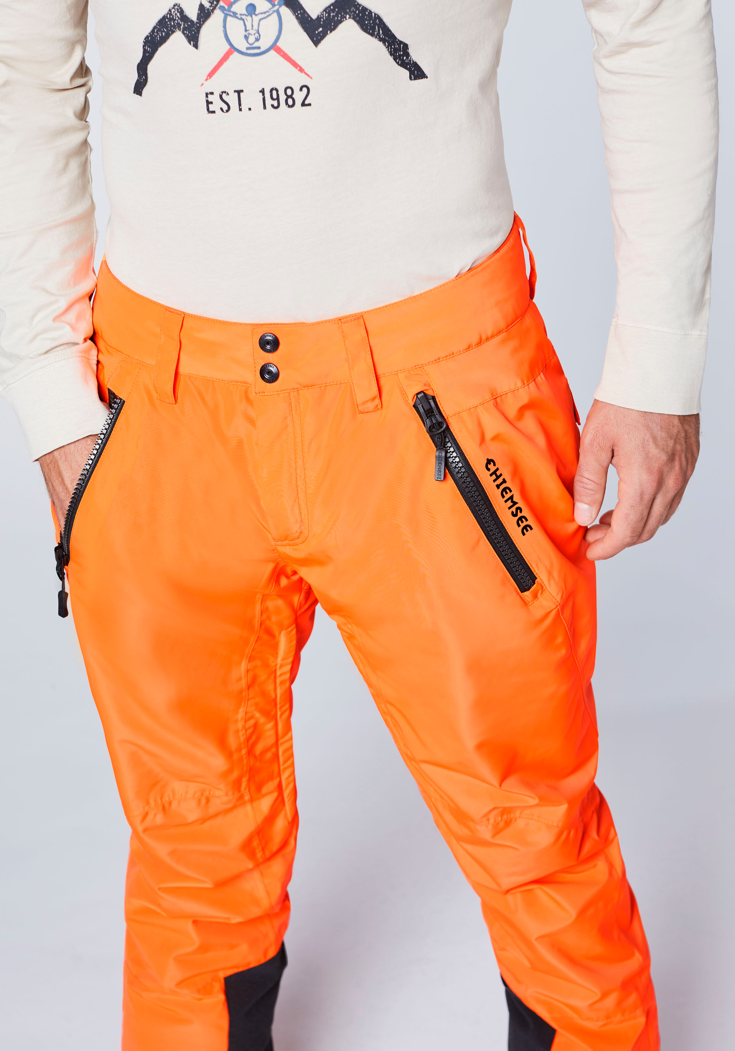 Skihose CHIEMSEE, Herren, Gr. 50, Normalgrößen, orange (shocking orange), 100% Polyester, Hosen Skihose