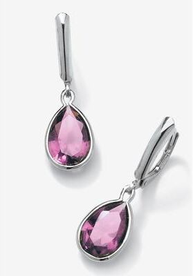 Sterling Silver Drop Earrings Pear Cut Simulated Birthstones by PalmBeach Jewelry in June
