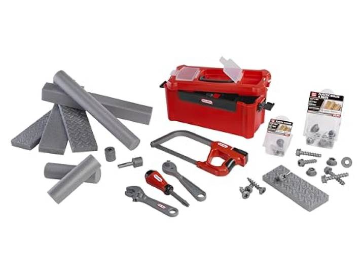 Little tikes Creative Construction Tool Box Set -Enthält 9 Zubehörteile, Rollenspiel-Bauset, Geeignet für Jungen und Mädchen ab 3 Jahren