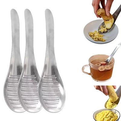 Edelstahllöffel zum Zerstampfen von Ingwer und Knoblauch – manuelles Küchenwerkzeug für Matsch, leicht zu reinigen, langlebiges Design, effizientes Zerkleinern von Ingwer und Knoblauch, Ingwer- und