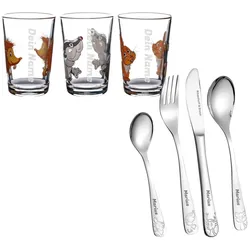 Personalisiertes Ritzenhoff & Breker Set Waldtiere 3x Kinderbecher inkl. 4-tlg. Kinderbesteck