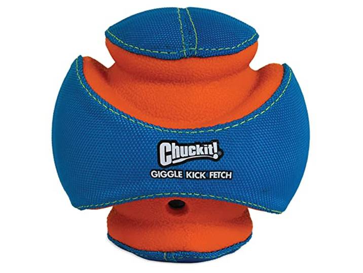 Chuckit! Giggle Kick Fetch Small Hondenbal, kauwspeelgoedbal voor honden, produceert interessante geluiden, maat S, diameter 14 cm