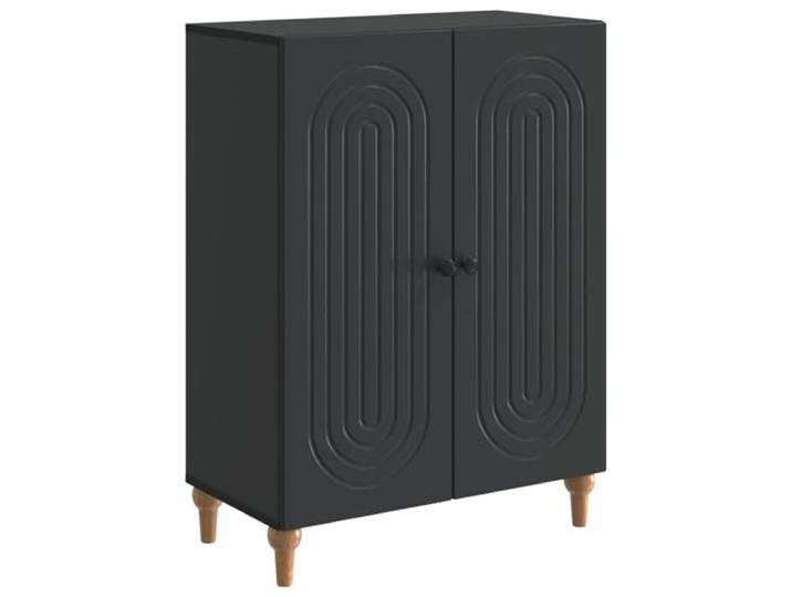 LASWWQMRF Sideboard Schwarz 66x34,5x90 cm Kommode mit Türen Modernes Sideboard mit gestreifter Front für Wohnzimmer und Flur. Robuster Holzwerkstoff sorgt für langlebigen Stand.