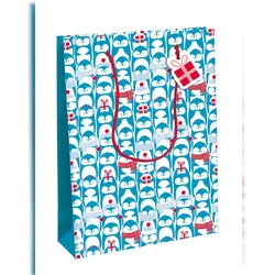 Clairefontaine 6x Geschenktasche L, Pinguine, 26,5x14x33 cm - Blau X-30915-2C