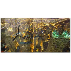 WANDUHR aus Glas 60x30 cm - Stadt bei Nacht