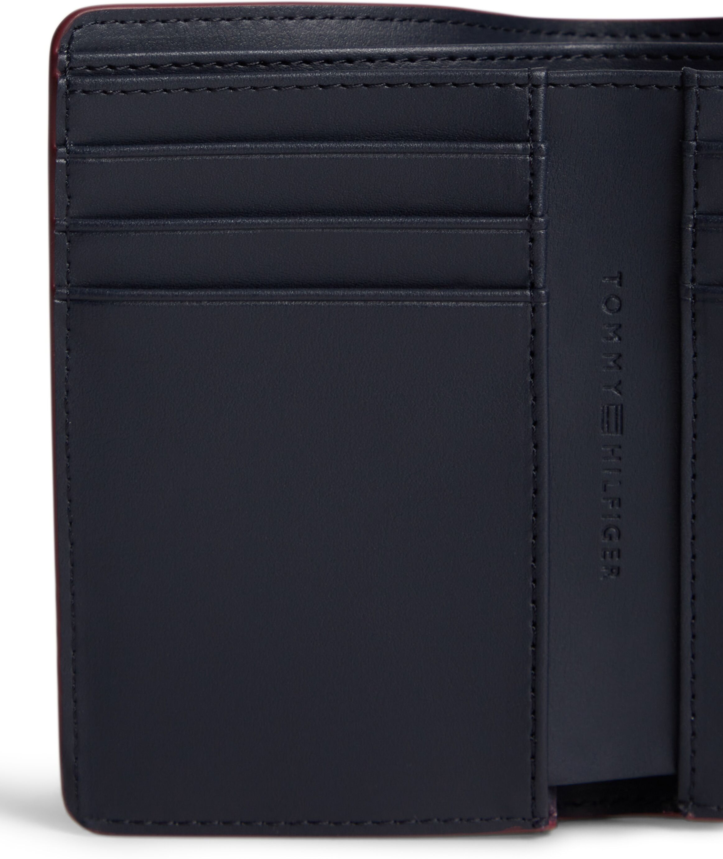 Geldbörse TOMMY HILFIGER "TH ICON TRIFOLD", Damen, dunkelrot, Lederimitat, Basic, Kleinlederwaren Geldbörse, Damen Geldbeutel, Portemonnaie mit TH-Logo-Schmuckelement dunkelrot Einheitsgröße