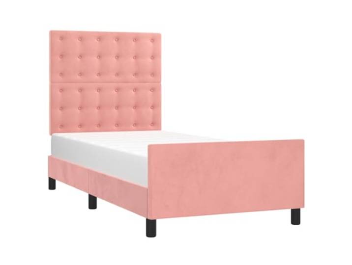 KTHLBRH Bettgestell Rosa Samt 90 x 200 cm mit Kopfteil Robuste Beine, höhenverstellbar, Latten aus Sperrholz, Rückenunterstützung