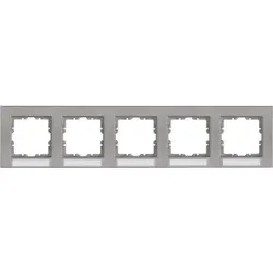 Kopp 402947501 HK07 - Abdeckrahmen 5-fach, waagrechte Installation, mit Schriftfeld, Farbe: stahl