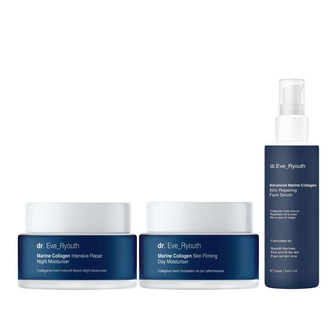 ADVANCED MARINE COLLAGEN HAUTREPARIERENDES GESICHTSERUM 30ml + MARINE COLLAGEN HAUTSTRAFFENDE TAGSCREME 50ml + MARINE COLLAGEN INTENSIVE REPARATUR NACHTCREME 50ml
