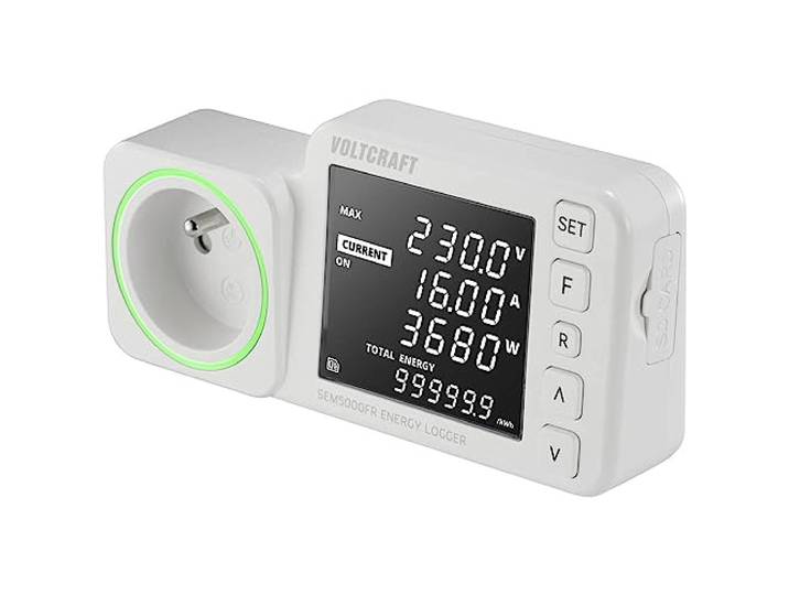 VOLTCRAFT SEM5000 FR Energiekostenmeter kostenprognose, alarmfunctie, stroomtarief instelbaar, dataloggerfunctie