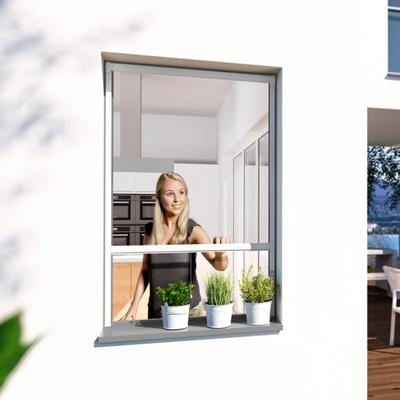 Insektenschutzrollo WINDHAGER "Plus für Fenster, Fliegengitter Rollo aus Alu", grau (weiß), B:130cm H:160cm, Fiberglas, Rollos, Mückennetz zum einfachen Öffnen, Schließen, 130 x 160 cm, weiß