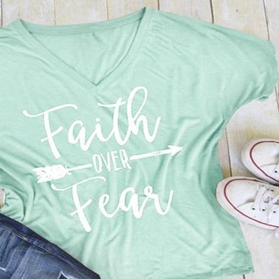 "Faith Over Fear" T Shirt Mint L