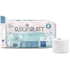 Glücksblatt Toilettenpapier Klassisch Weiß, 3-lagig, Tissue, 150 Blatt, 16 Rollen