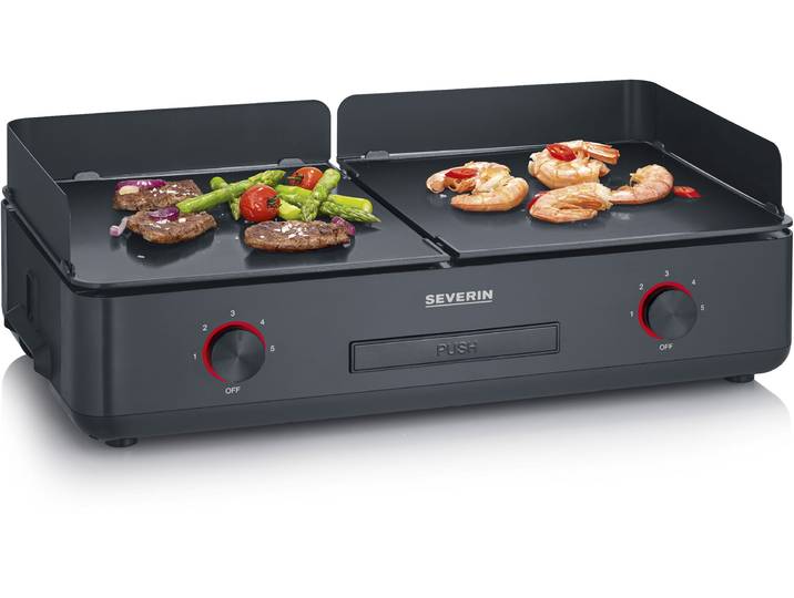 Elektrogrill SEVERIN PG 8569 Suave Plancha Grill , schwarz, B:29,5cm H:51,5cm T:17,5cm, Kontaktgrill_Standgrill_Tischgrill_Teppanyakigrill, Elektrogrill