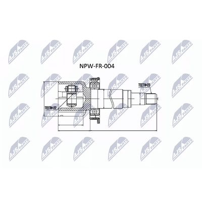 NTY Gelenksatz, Antriebswelle npwfr004 getriebeseitig