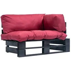 vidaXL Garten-Palettensofa mit Roten Kissen Kiefernholz