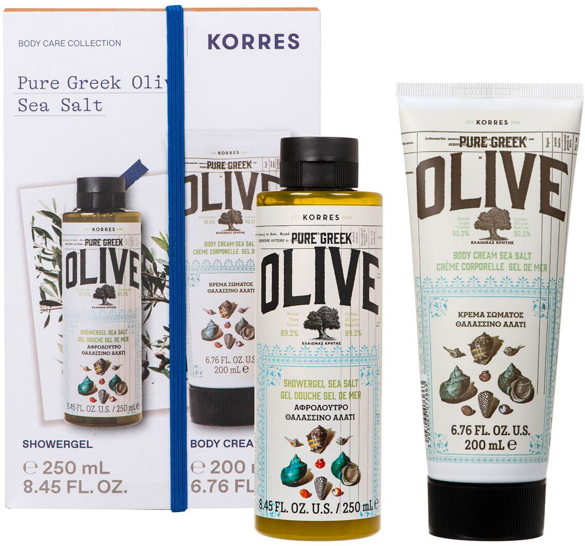 450ml KORRES Pure Greek Olive Sea Salt Body Care Collection (Duschgel 250 ml + Bodymilk 200ml)