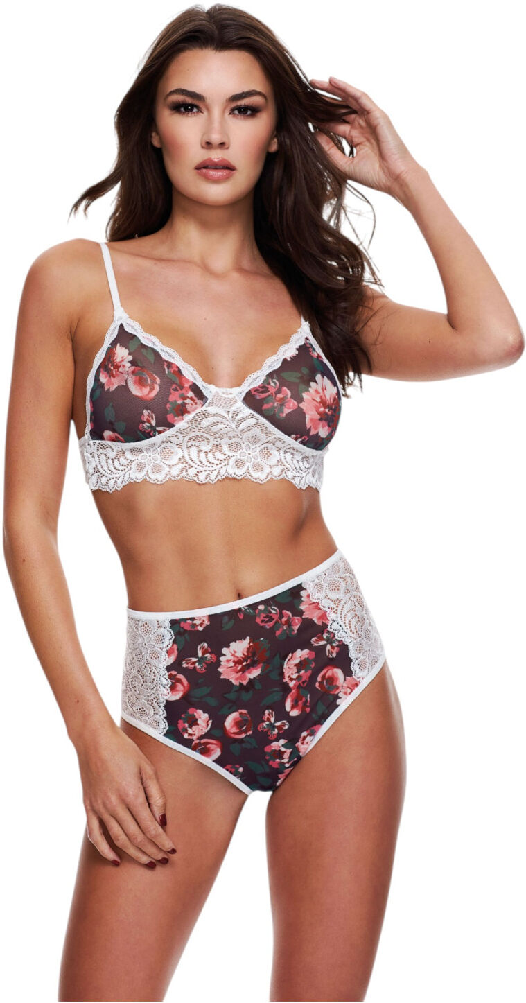 Baci - Floral Lace Bra Set with High Waist