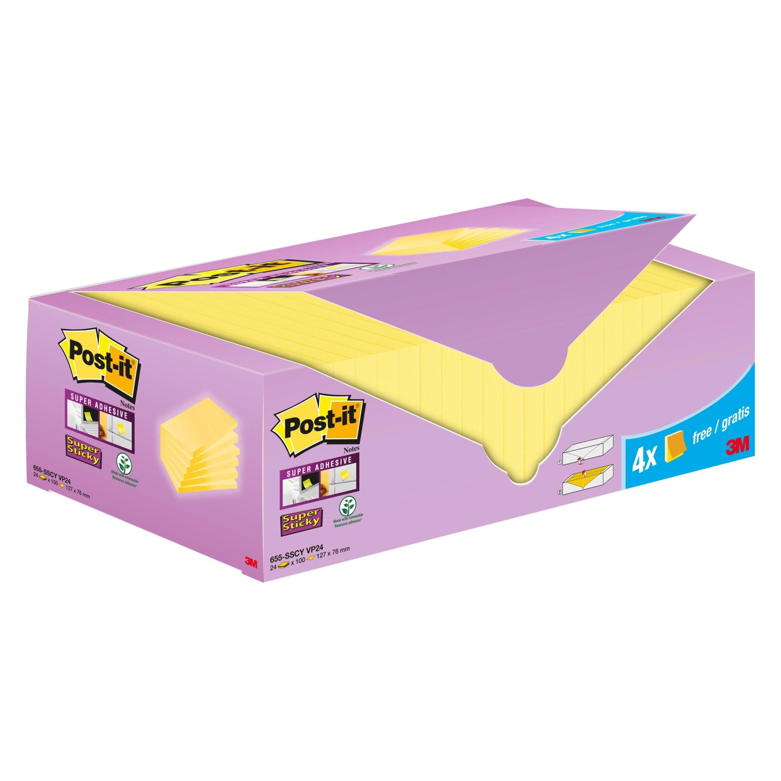 Post-it Super Sticky 20 + 4 (127 x 76 mm) (655-SSCY VP24)