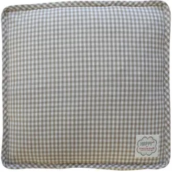 Krasilnikoff Boxkissen Bezug Taupe, medium kariert, 45 x 45 cm