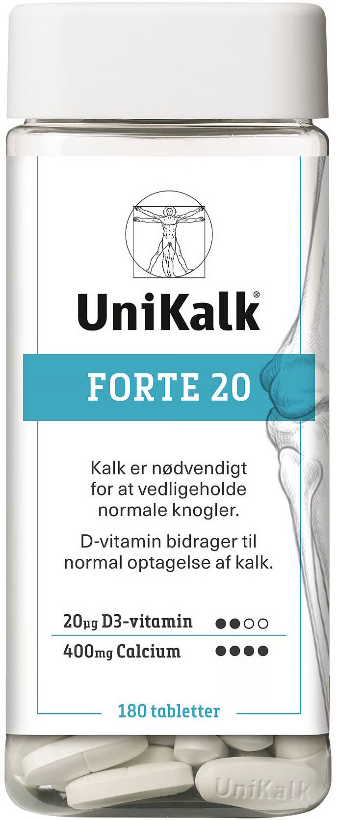 Unikalk Forte 20 Kosttilskud 180 stk