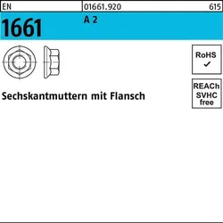 Sechskantmutter EN 1661 Flansch M10 A 2 500 Stück