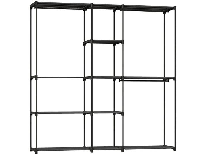 Homcom Kleiderschrank aus Vliesstoff Schwarz, Textil, 43x185x182 cm, Schlafzimmer, Kleiderschränke, Schrankzubehör