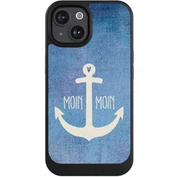 Nivocase Hülle für Apple iPhone 15 Handyhülle NIVOcore Case Schwarz Anker Blau maritim (Apple iPhone 15), Smartphone Hülle, Blau, Schwarz