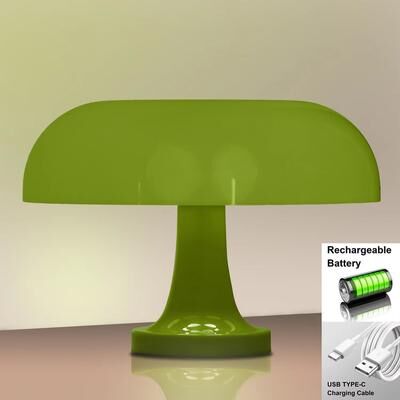 Inspired Finds Minimalist Modern Orange Mushroom Table Lamp Danish Designer Style blackish Green Charging