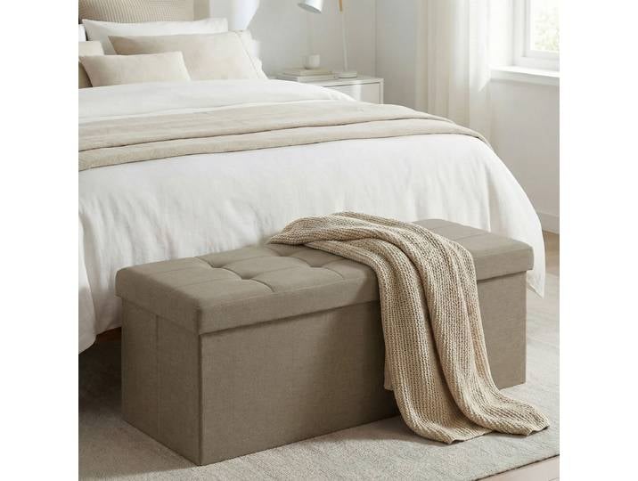 Pouf avec rangement 110cm Beige/Beige