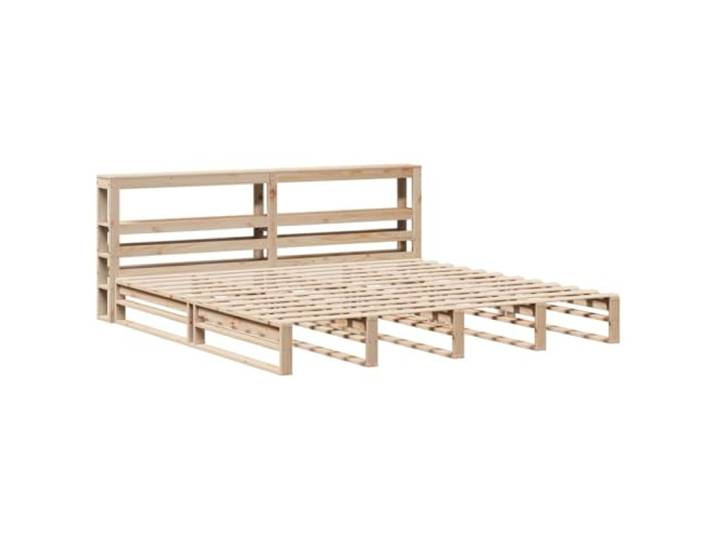 KTHLBRH Bettgestell aus massivem Kiefernholz, 200 x 200 cm Mit Kopfteil und Ablagen, Lattenrost im Lieferumfang enthalten, optimale Unterstützung für die Matratze