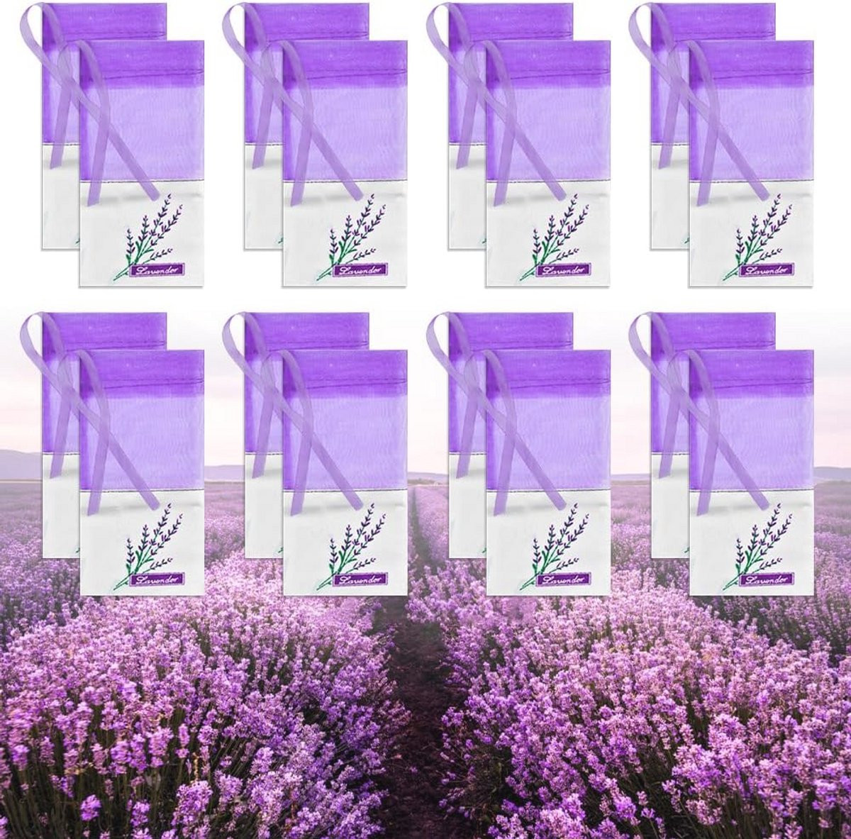 40 stuks Lavendelzakjes - Lege organza zakjes met linten voor gedroogde bloemen en geuren
