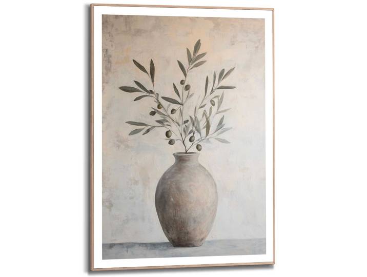 Poster REINDERS Oliven auf Vase , grün (farbe bild(er): grün), B:50cm H:70cm T:2,2cm, Bilder, Poster, Wohnzimmer - Grün - MDF - Abstrakt - 50x70 cm