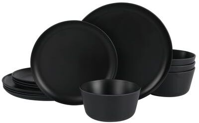 Gibson Home Fairhope 12 Piece Melamine Dinnerware Set - Matte Black