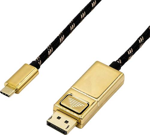 Roline USB-C / DisplayPort Adapterkabel USB-C Stecker, DisplayPort Stecker 1.00 m Schwarz/Gold 11.04.5848 USB-C-Displaykabel