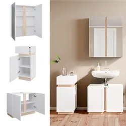 Vicco Badmöbelset Gloria Weiß Sonoma modern Badezimmer Spiegelschrank Waschtischunterschrank Midischrank