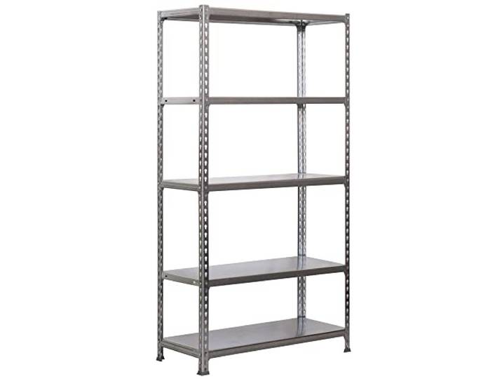 PROREGAL Metallregal Big Metal Shark mit Metallböden HxBxT 200x100x40cm Fachlast 180kg Grau Schwerlastregal Metallsteckregal Lagerregal Werkstattregal Kellerregal