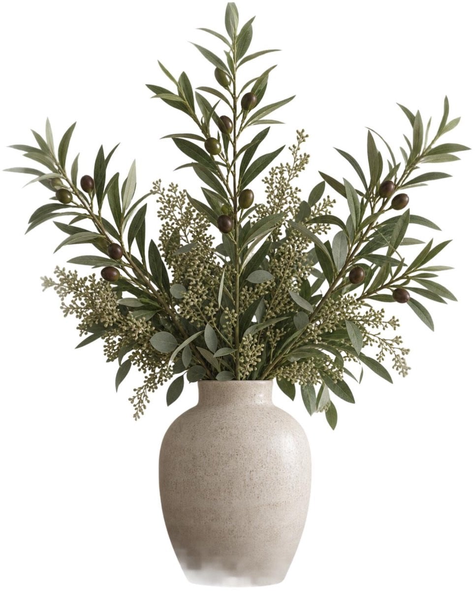 Bellatio Design Kunstplant Olijftakken - 3 stuks - Groen - 101 cm