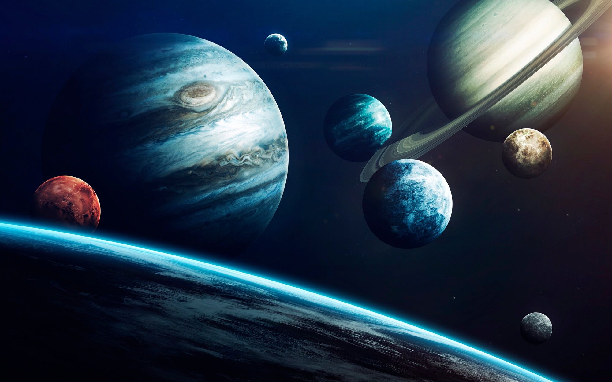 Fototapete PAPERMOON "PLANETEN SATURN ERDE MOND WELTALL SPACE", bunt, B:2,5m L:1,86m, Vlies, Tapeten, Fototapete bunt B/L: 2,5m x 1,86m, Bahnen: 5 Stk.