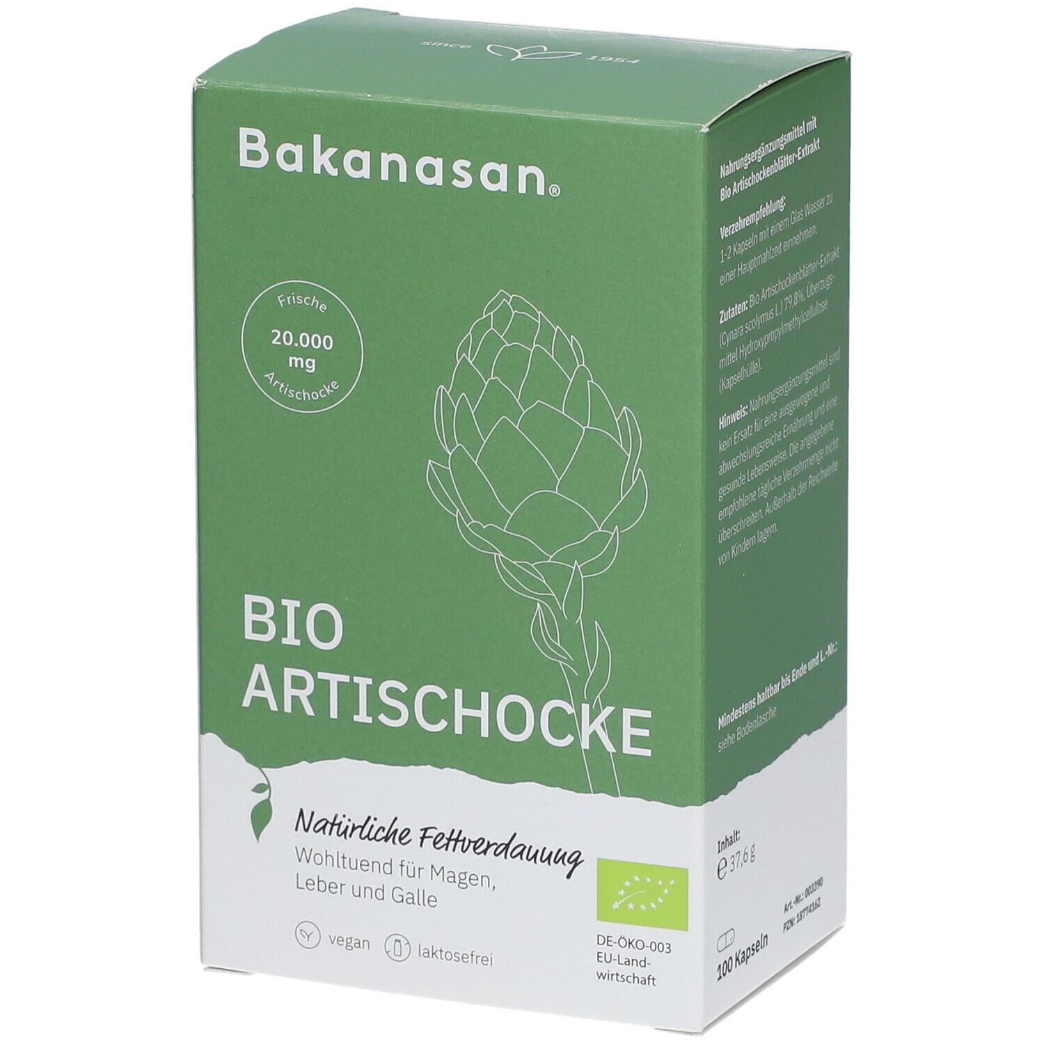 Bakanasan Bio Artischocke Kapseln 100 St