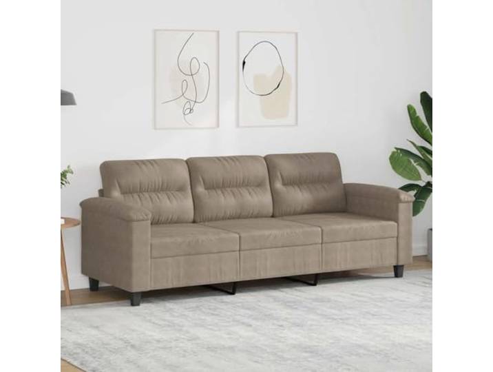 HEFZGDB 3-Sitzer-Sofa Taupe 180 cm Mikrofasergewebe Langlebiges Polstermöbel mit Metallgestell für Stabilität und Komfort, Modernes Design für Wohnzimmer, Dick gepolsterte