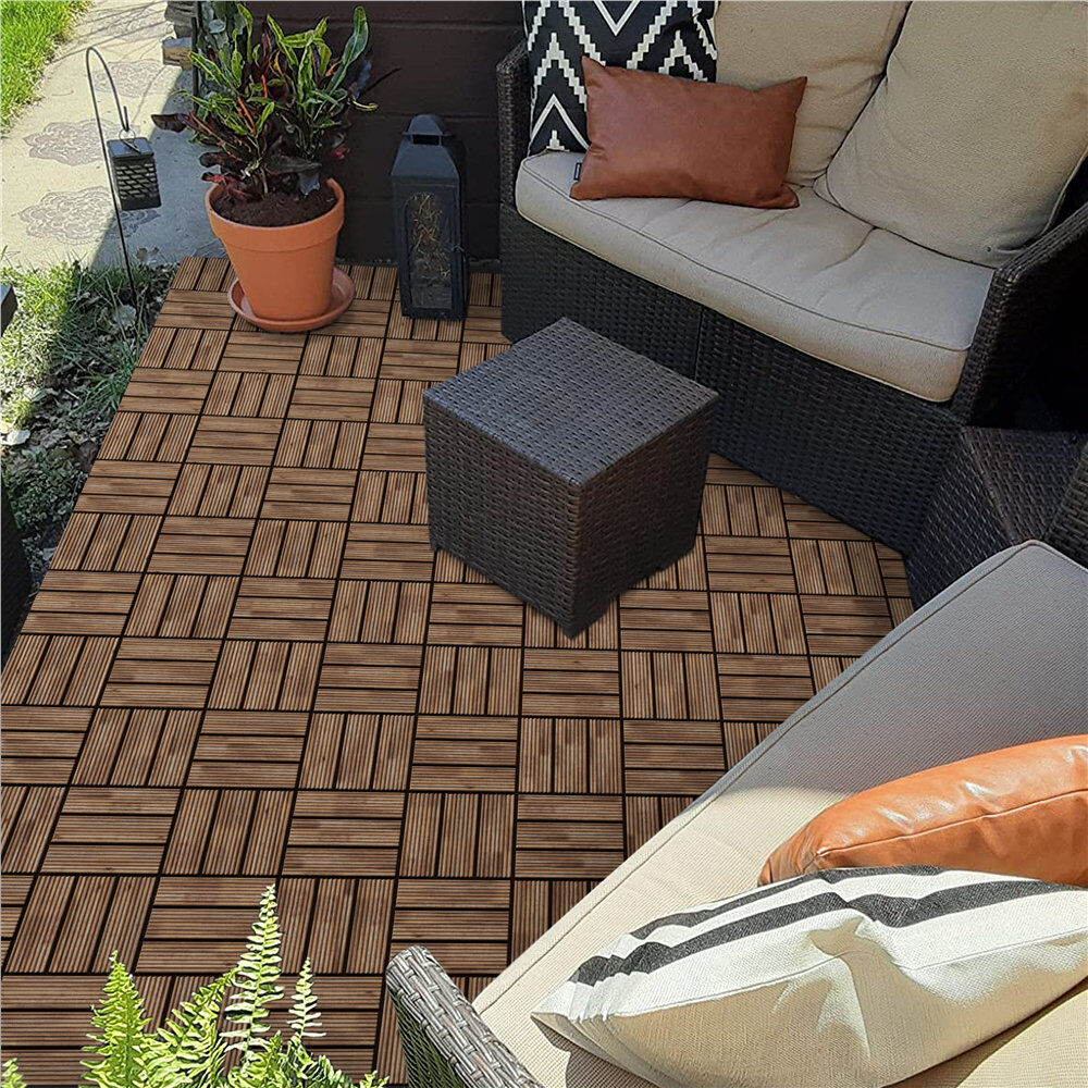 Yaheetech 30 cm L x 30 cm W Solid Wood Tile Brown Tile