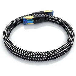 Primewire 5x CAT 7 Netzwerkkabel Flach Baumwollmantel, LAN Patchkabel Datenkabel, Flachbandkabel Verlegekabel (PiMF, U/FTP, 1 m), Netzwerkkabel