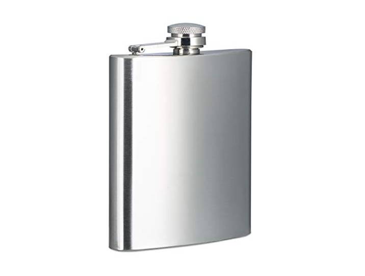 Relaxdays Flasque INOX 200 ML\, Bouteille de Poche\, boîte flasque\, Bouchon à vis\, argenté