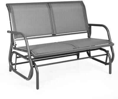 Costway Swing Glider Chair 48 Inch Loveseat Rocker Lounge Backyard-Gray
