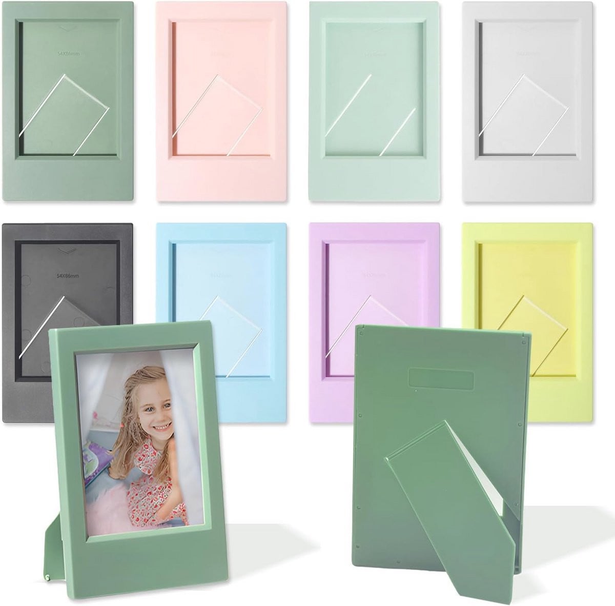Set van 8 kleurrijke mini fotolijsten van 7 inch voor tafeldisplay